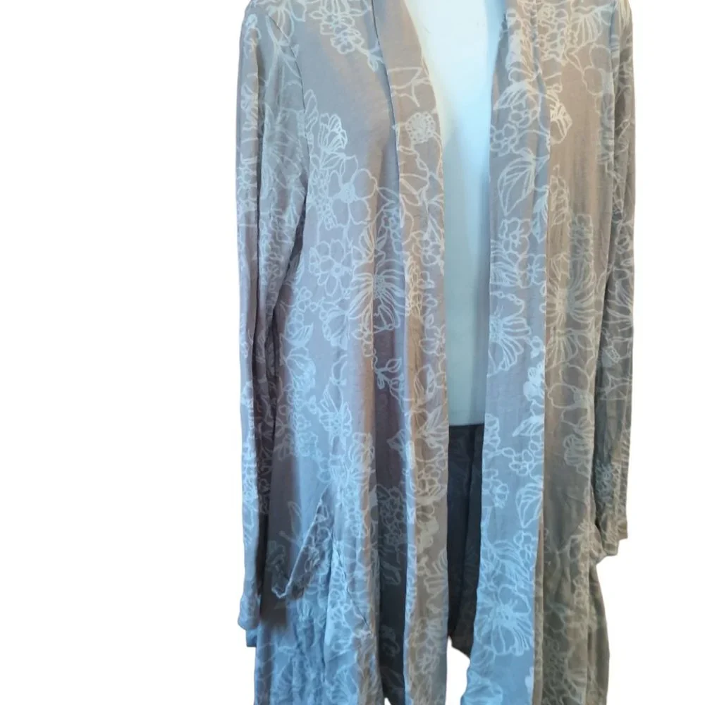 Chalet crinkled beige/cream floral open front cardigan cover size L_4